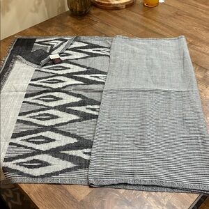 Nalini wool, cotton wrap, scarf, approx. 28” x 82” gray and black